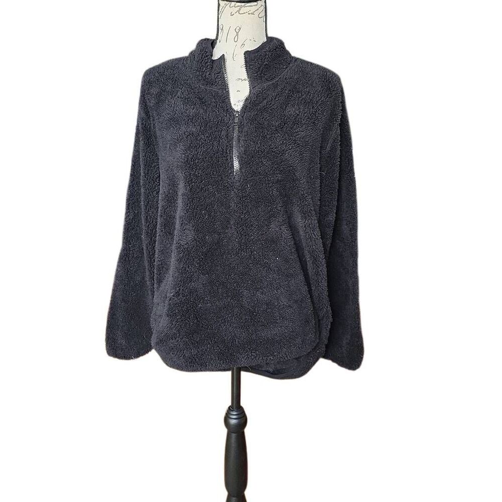 RBX Women's Size Large Black Sherpa Teddy 1/4 Zip Pullover Fleece